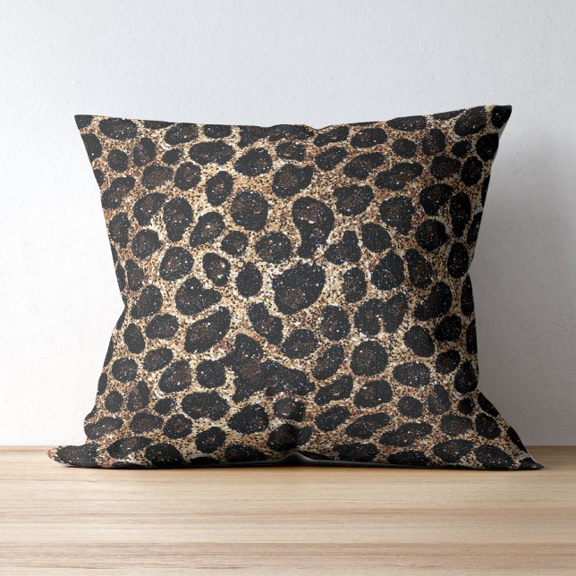 Almofada Luxury Glitter Gold Brown Black Leopard Pattern (Criador carregado)