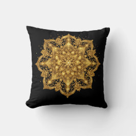 Almofada Luxury Gold and Black Mandala Throw Pillow
