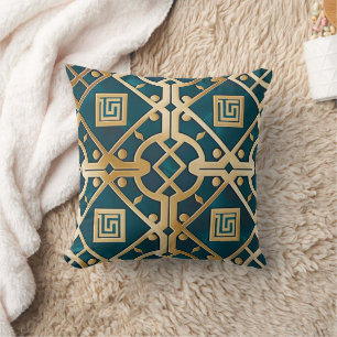 Almofada Luxury Marble Art Deco Grego Mar Chave Verde Doura