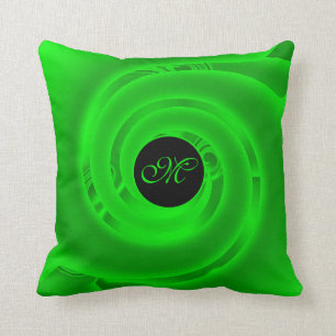 Almofada Luxury Moderno Neon Verde Abstrato Floral Rosa