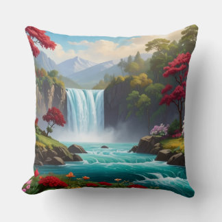 Almofada Luxury Nature Waterfall Throw Pillow -Scenic décor