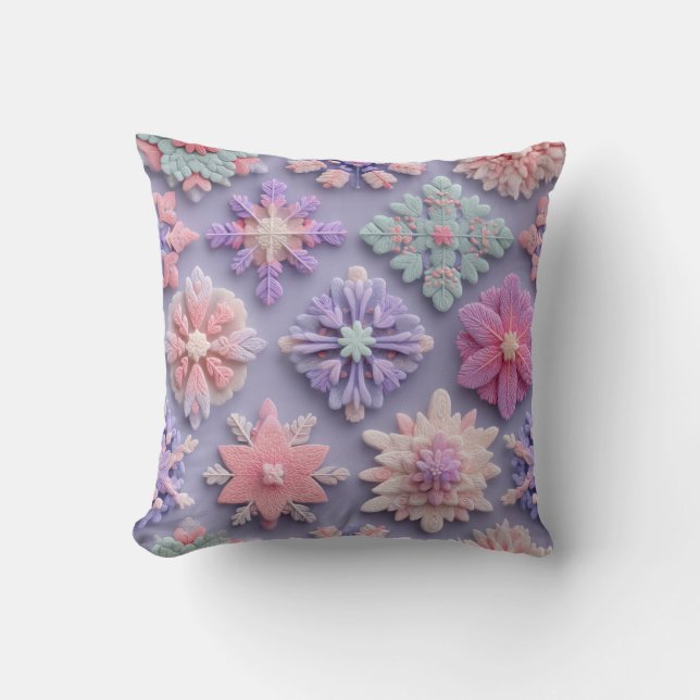 Almofada Luxury Pastel Snowflake Floral Throw Pillow (Frente)