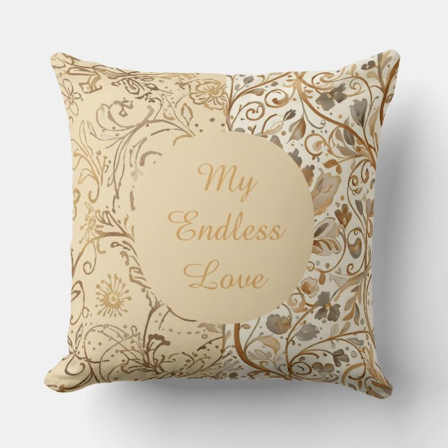 Almofada Luxury,Valentine's Day,Lovely Gold Flowers Pattern (Frente)