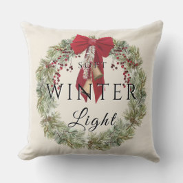 Almofada Luz de inverno suave com coroa de Natal