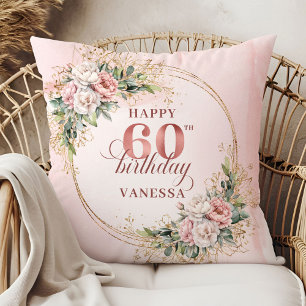 Almofada Luz Preciosa Rosa Boho Floral Presente 60º anivers