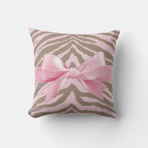 Almofada Luz - rosa e zebra de Brown com arco da fita