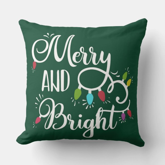 Almofada luzes de Natal alegres e brilhantes (Frente)