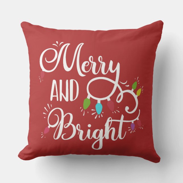Almofada luzes de Natal alegres e brilhantes (Frente)