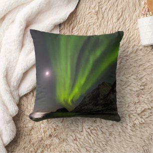 Almofada Luzes do Norte Praia de Haukland Ilha Noruega