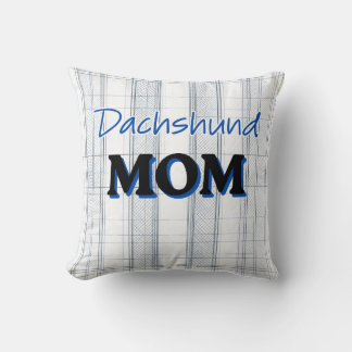 Almofada Mãe Dachshund com fundo xadrez azul claro