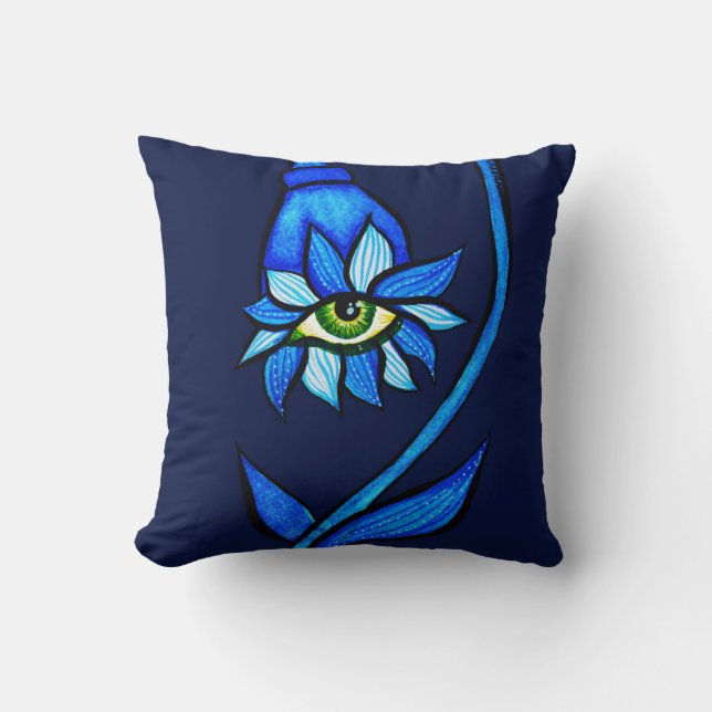 Almofada Macabre Witchy Eye Flower Creepy Blue (Frente)