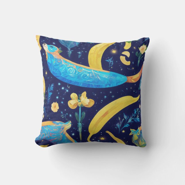 Almofada "Macaco Azul Lunar e Banana Adormecida"? (Frente)