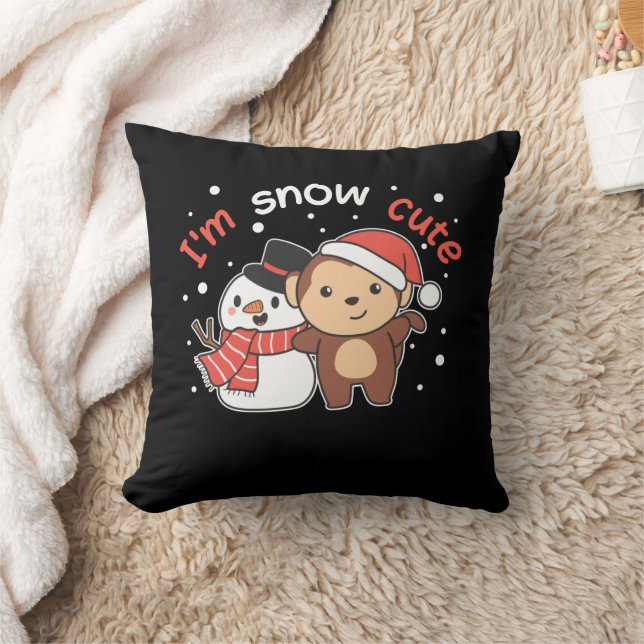 Almofada Macaco Eu Te Amo Neve Muito Snowman Pun (Cobertor)