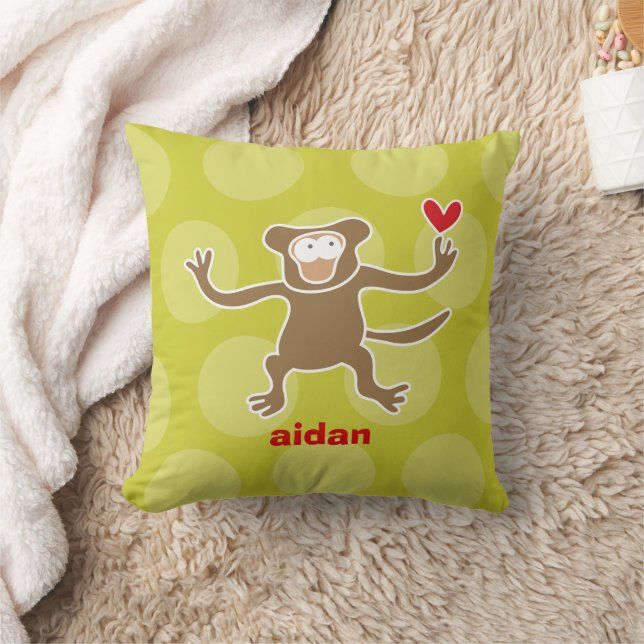 Almofada Macaco Marrom Desenho Animado Fofo Amor Diversão P (Cobertor)