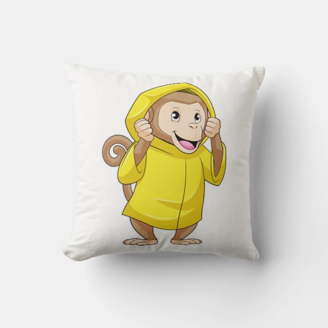 Almofada Macaco na Chuva com Impermeável (Frente)