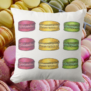 Almofada Macarons franceses Paris Bakery Patisserie Dessert