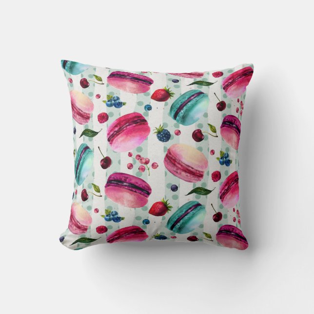 Almofada Macarons - Indústria Francesa De Berries E Bolinha (Frente)