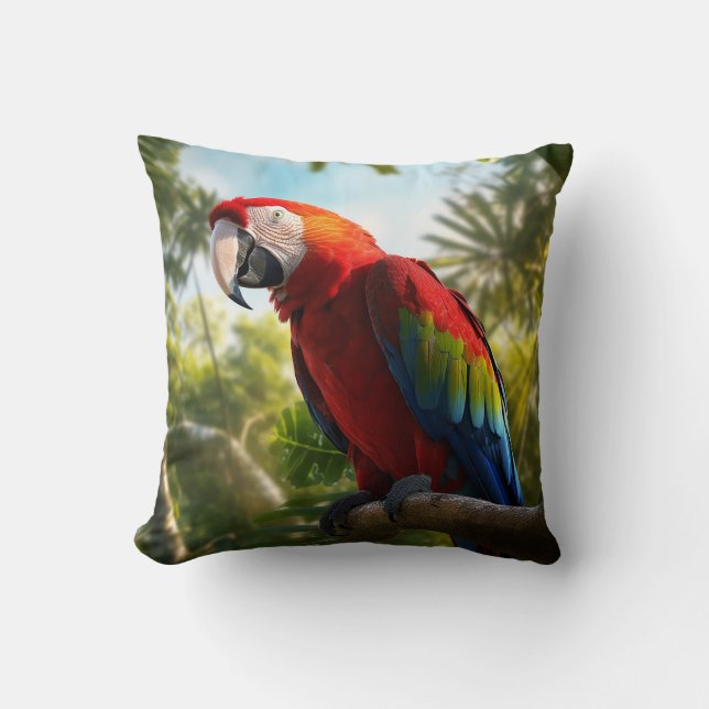 Almofada Macaw de plendor tropical (Frente)