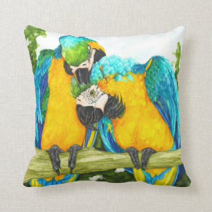 Almofada Macaws azuis e Dourados do Sot doce -