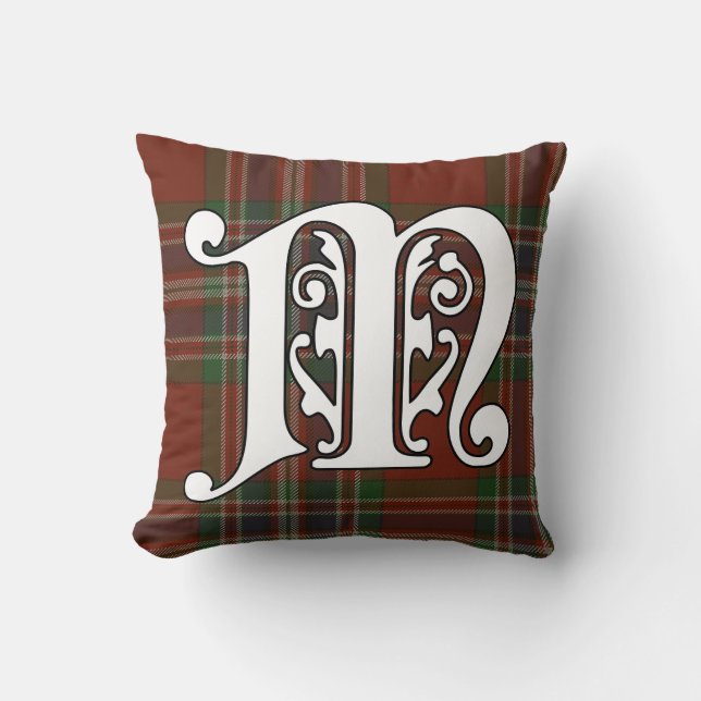 Almofada MacFarlane Clan Tartan Monograma (Frente)