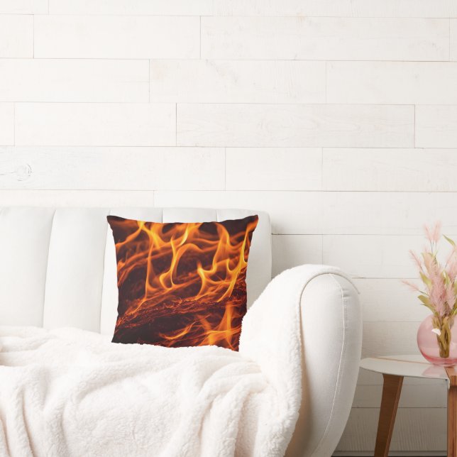 Almofada macro de chama de incêndio na lareira (Sofá)