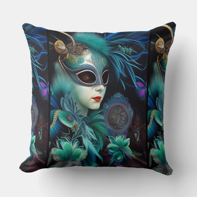 Almofada Madame Mascarada Teal (Frente)