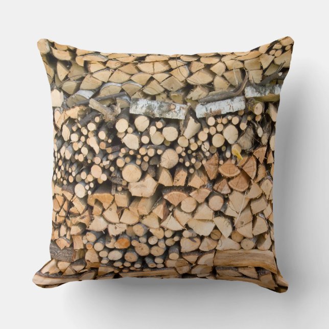 Almofada Madeira desbastada em uma pilha (Frente)