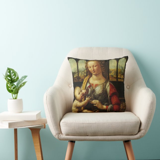 Almofada Madona do Cravo de Leonardo da Vinci (Cadeira)