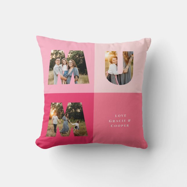 Almofada Mãe 3 dia de as mães rosa-cinza moderno (Frente)