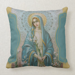 Almofada Mãe abençoada Mary do Virgin com lírios