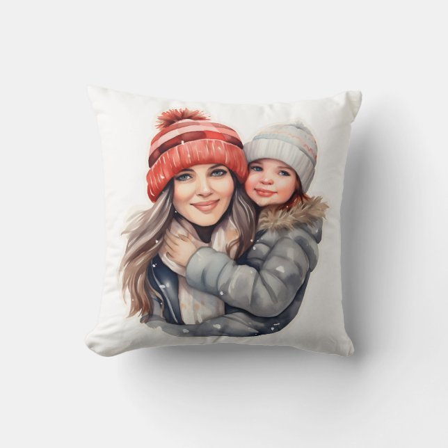Almofada Mãe com a moda de inverno da filha (Frente)
