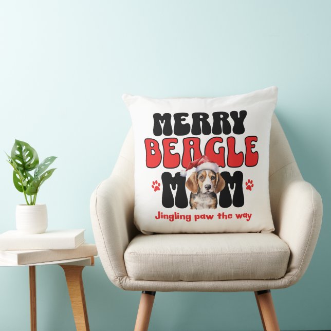 Almofada Mãe de Cachorro Beagle no Natal (Cadeira)