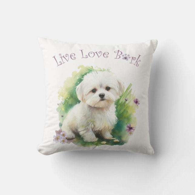 Almofada Mãe de Cachorro Bichon Floral (Frente)