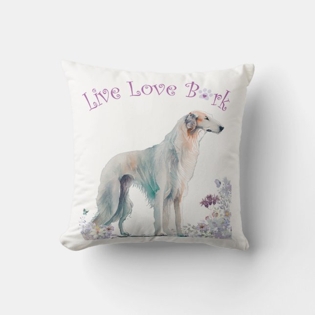 Almofada Mãe de Cachorro Borzoi Floral (Frente)