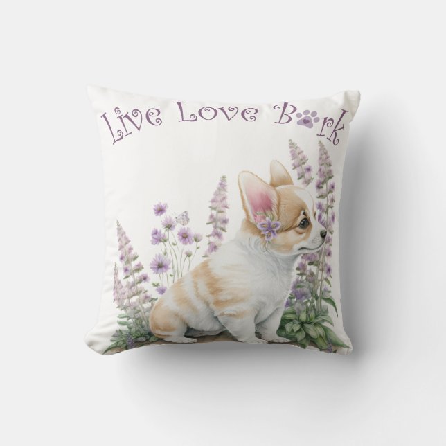 Almofada Mãe de Cachorro Corgi Floral (Frente)