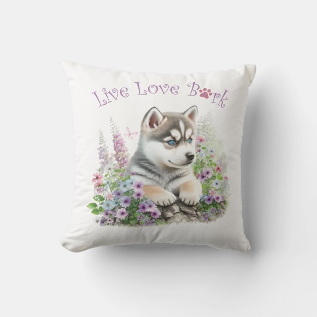 Almofada Mãe de Cachorro Husky Floral (Frente)