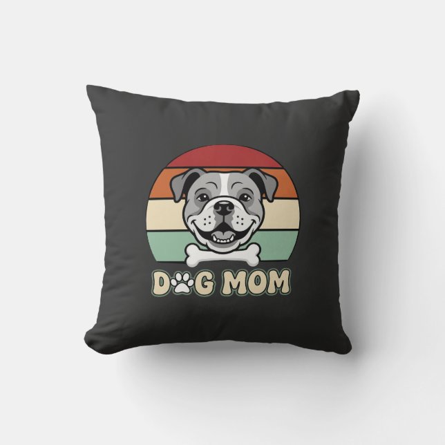 Almofada Mãe de Cachorro Retro Bulldog Vetor (Frente)