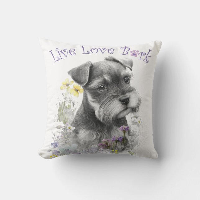 Almofada Mãe de Cachorro Schnauzer Floral (Frente)
