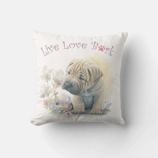 Almofada Mãe de Cachorro Shar-pei Floral (Frente)