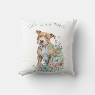 Almofada Mãe de Cachorro Staffordshire Terrier Floral