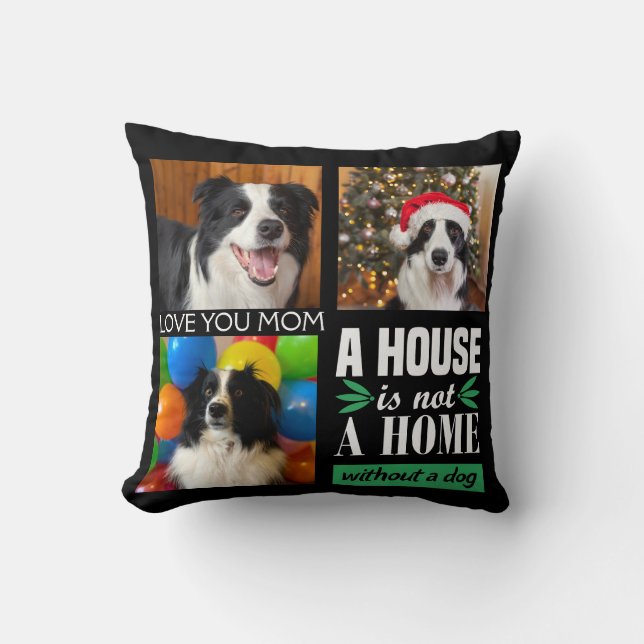 Almofada Mãe de cães três fotos personalizadas colagem e co (Frente)