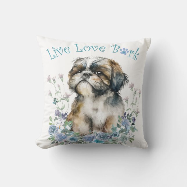 Almofada Mãe de Shih Tzu Floral (Frente)