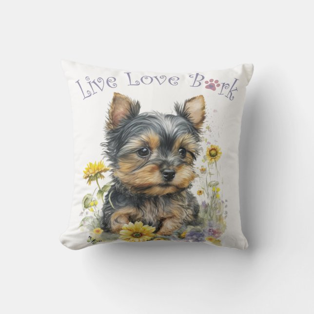 Almofada Mãe de Yorkie Floral (Frente)