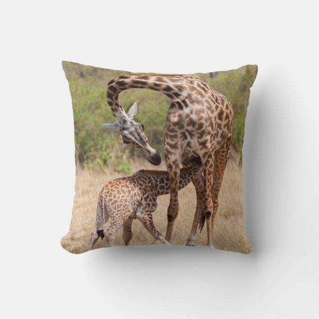 Almofada Mãe e bebê de girafa no Quênia (Frente)