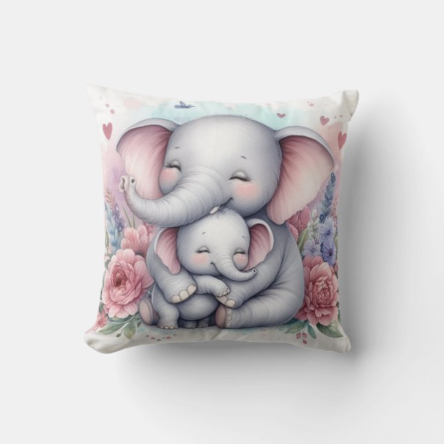 Almofada Mãe e Elefante de Bebê (Frente)