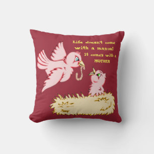 Almofada Mãe E Pássaro Vermelho