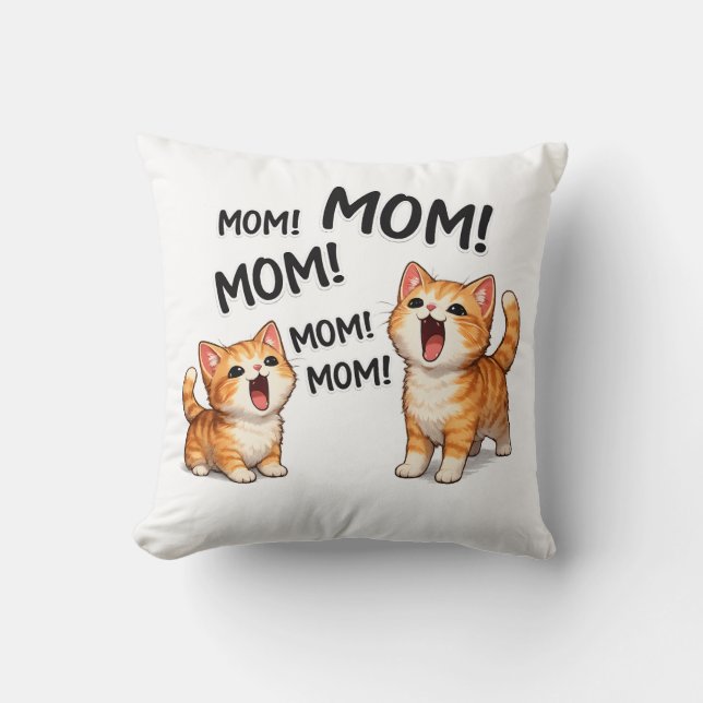Almofada MÃE engraçada! MÃE! MÃE Gatinhos Laranja Tabby (Frente)