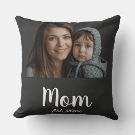 Almofada Mãe Est. com ano Black Modern Script e foto