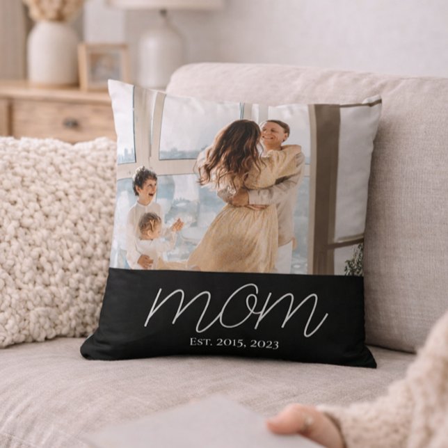 Almofada Mãe Estabeleceu Foto com Letra Moderna  (Criador carregado)