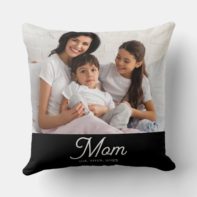 Almofada Mãe Estabeleceu Foto em Preto e Branco com Letra d (Verso)